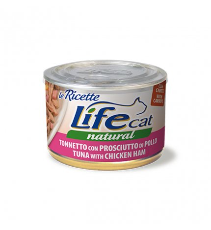 LIFEPETCARE GATTO LIFE CAT NATURAL LE RICETTE TONNETTO CON PROSCIUTTO DI POLLO DA 150 GR IN LATTINA