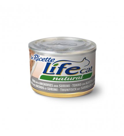 LIFEPETCARE GATTO LIFE CAT NATURAL LE RICETTE TONNO CON ALICETTE E SURIMI DA 150 GR IN LATTINA