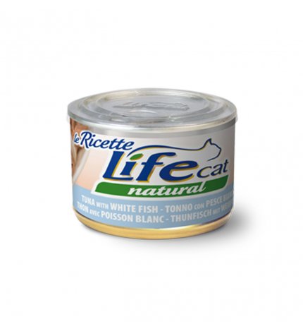 LIFEPETCARE GATTO LIFE CAT NATURAL LE RICETTE TONNO CON PESCE BIANCO DA 150 GR IN LATTINA