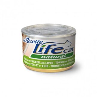 LIFEPETCARE GATTO LIFE CAT NATURAL LE RICETTE TONNO CON POLLO E FEGATINI DA 150 GR IN LATTINA