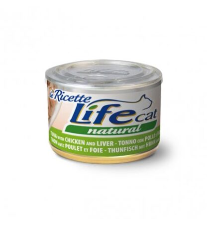 LIFEPETCARE GATTO LIFE CAT NATURAL LE RICETTE TONNO CON POLLO E FEGATINI DA 150 GR IN LATTINA