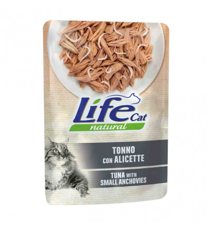 Lifepetcare gatto life cat natural tonno con alicette da 70 gr in busta