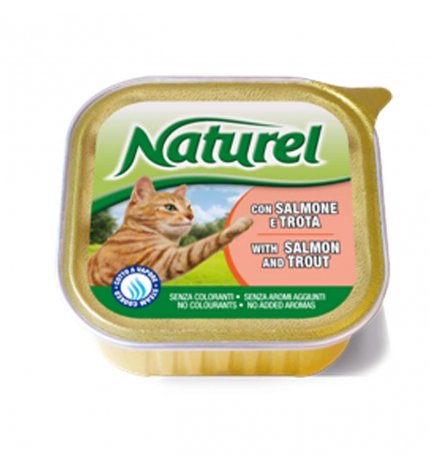 Lifepetcare gatto naturel cat al salmone con trota da 100 gr in vaschetta