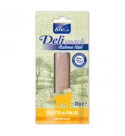 Lifepetcare gatto snack filetti bolliti al pollo da 15 gr