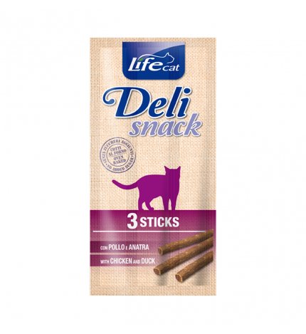 LIFEPETCARE GATTO SNACK LIFE CAT DELI SNACK 3 STICKS AL POLLO E ANATRA 15 GR