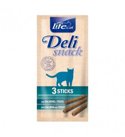 LIFEPETCARE GATTO SNACK LIFE CAT DELI SNACK 3 STICKS AL SALMONE E TROTA 15 GR