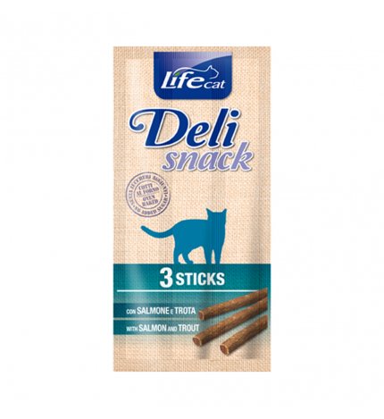 LIFEPETCARE GATTO SNACK LIFE CAT DELI SNACK 3 STICKS AL SALMONE E TROTA 15 GR