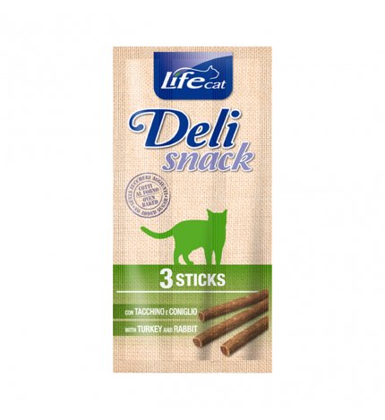LIFEPETCARE GATTO SNACK LIFE CAT DELI SNACK 3 STICKS AL TACCHINO E CONIGLIO 15 GR