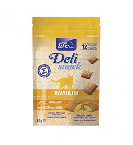 LIFEPETCARE GATTO SNACK LIFE CAT RAVIOLINI CON POLLO E FORMAGGIO DA 60 GR