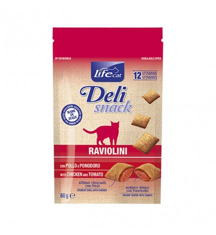 LIFEPETCARE GATTO SNACK LIFE CAT RAVIOLINI CON POLLO E POMODORO DA 60 GR