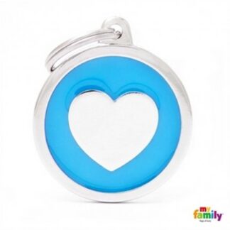 Medaglietta cerchio big blu cuore