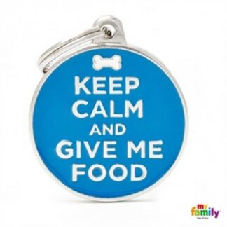 Medaglietta cerchio big keep calm and give me food