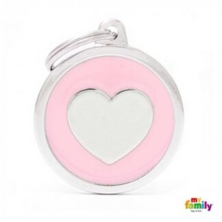 Medaglietta cerchio big rosa cuore