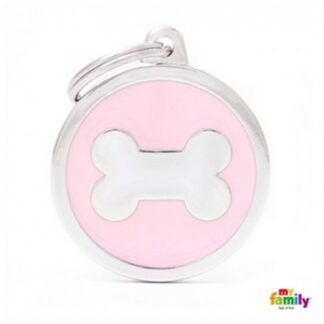 Medaglietta cerchio big rosa osso