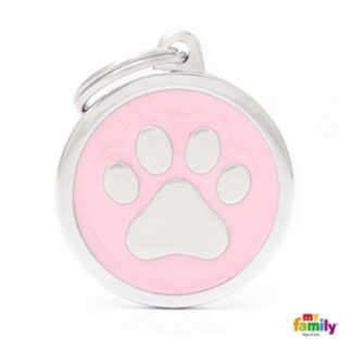 Medaglietta cerchio big rosa zampa