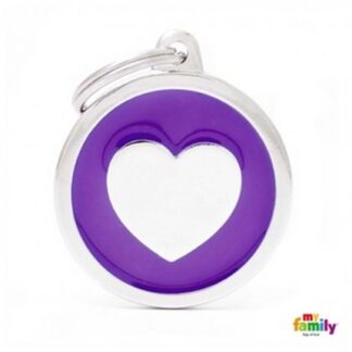 Medaglietta cerchio big viola cuore
