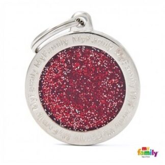 Medaglietta cerchio grande glitterato rosso