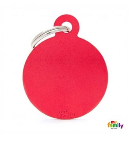 Medaglietta cerchio grande rosso alluminio