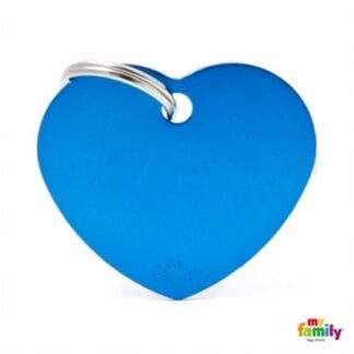 Medaglietta cuore grande blu alluminio
