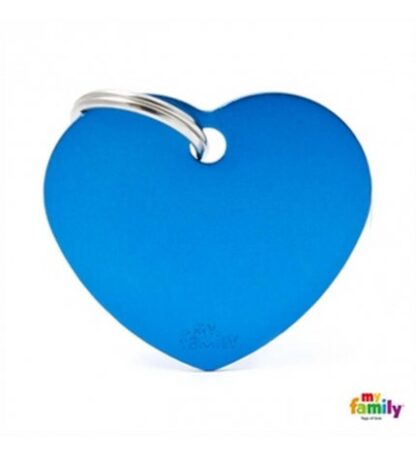 Medaglietta cuore grande blu alluminio