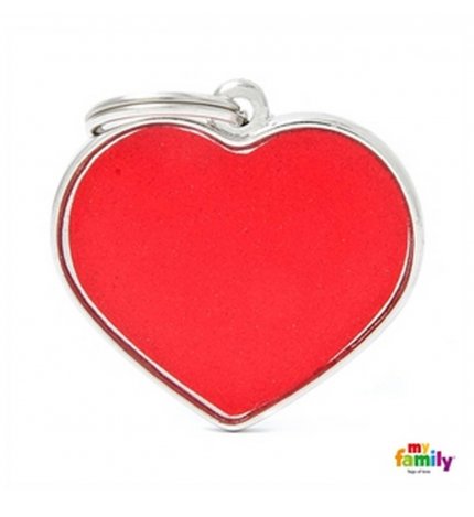 Medaglietta cuore grande reflective rosso