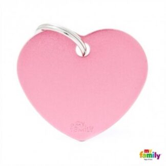 Medaglietta cuore grande rosa alluminio