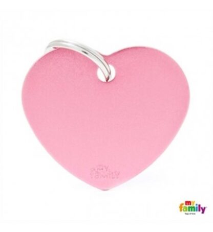 Medaglietta cuore grande rosa alluminio