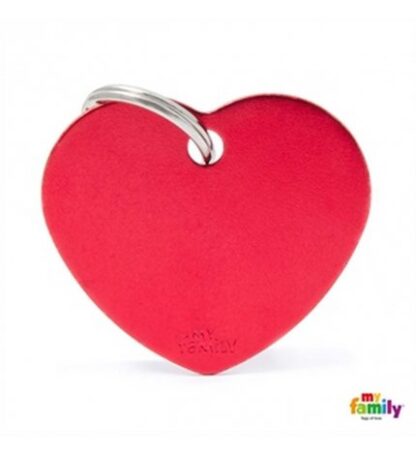 Medaglietta cuore grande rosso alluminio