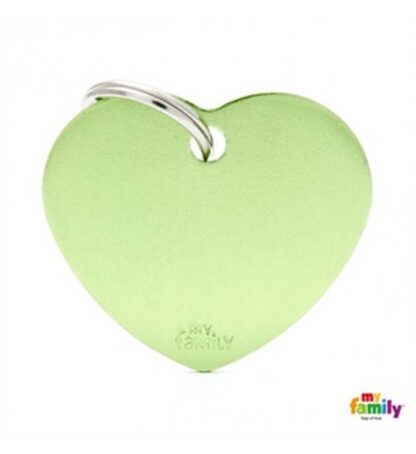 Medaglietta cuore grande verde alluminio