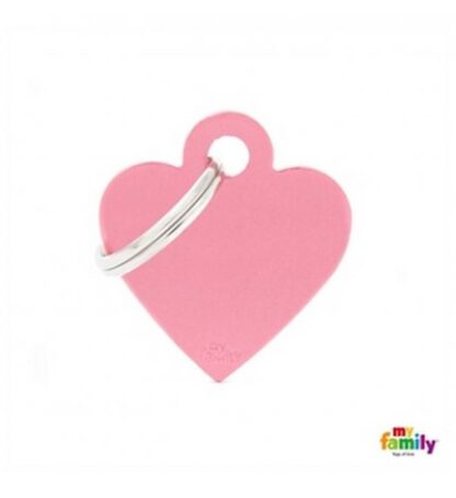 Medaglietta cuore piccolo rosa alluminio