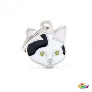 Medaglietta gatto europeo bianco e nero