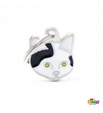 Medaglietta gatto europeo bianco e nero