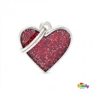 Medaglietta glitter cuore rosso