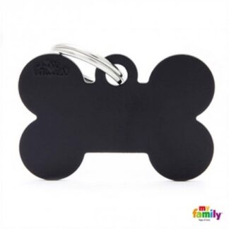 Medaglietta osso grande nero alluminio