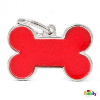 Medaglietta osso grande reflective rosso