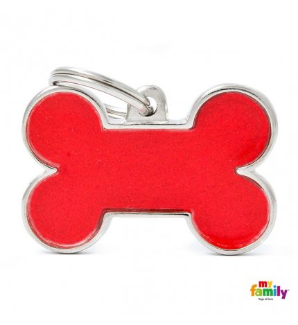 Medaglietta osso grande reflective rosso