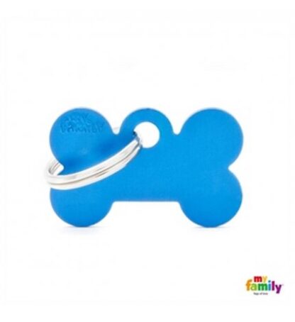 Medaglietta osso piccolo blu alluminio