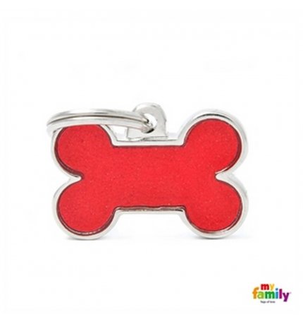 Medaglietta osso piccolo reflective rosso