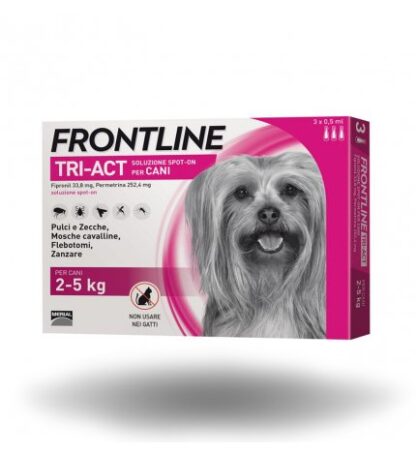 MERIAL CANE ANTIPARASSITARIO FRONTLINE TRI - ACT SPOT - ON 2 - 5 KG 3 PIPETTE