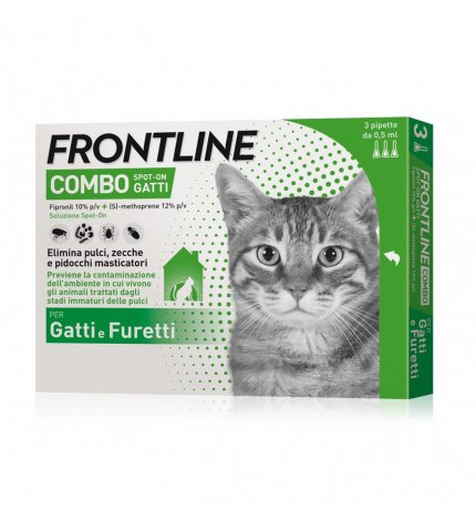MERIAL GATTO E FURETTI ANTIPARASSITARIO FRONTLINE COMBO 3 PIPETTE