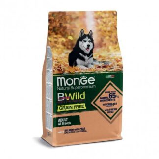 MONGE BWILD CANE ADULT ALL BREEDS GRAIN FREE AL SALMONE CON PISELLI DA 12 KG