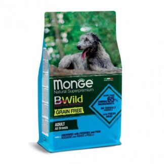 MONGE BWILD CANE ADULT ALL BREEDS GRAIN FREE ALL' ACCIUGHE CON PATATE E PISELLI DA 12 KG