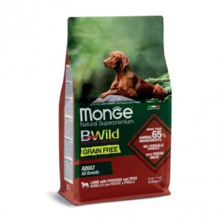 MONGE BWILD CANE ADULT ALL BREEDS GRAIN FREE ALL' AGNELLO PATATE E PISELLI DA 2,5 KG