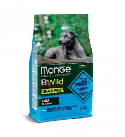 MONGE BWILD CANE ADULT ALL BREEDS GRAIN FREE ALLE ACCIUGHE DA 2,5 KG