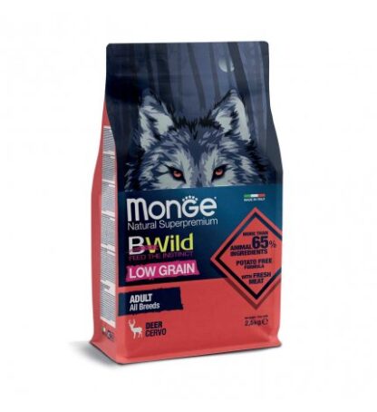 MONGE BWILD CANE ADULT ALL BREEDS LOW GRAIN CERVO DA 2,5 KG