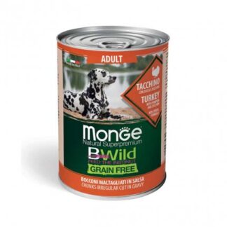 MONGE BWILD CANE ADULT GRAIN FREE AL TACCHINO CON ZUCCA E ZUCCHINE DA 400 GR IN LATTINA