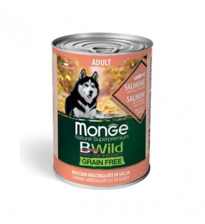 MONGE BWILD CANE ADULT GRAIN FREE SALMONE CON ZUCCA E ZUCCHINE DA 400 GR IN LATTINA
