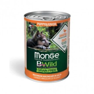 MONGE BWILD CANE JUNIOR GRAIN ALL' ANATRA CON ZUCCA E ZUCCHINE DA 400 GR IN LATTINA