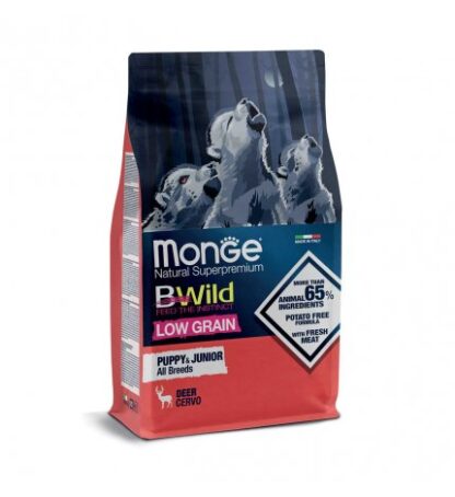 MONGE BWILD CANE PUPPY ALL BREEDS LOW GRAIN CERVO DA 12 KG