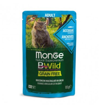 MONGE BWILD GATTO ADULT ALLE ACCIUGHE CON ORTAGGI DA 85 GR IN BUSTA